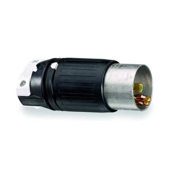 Hubbell Wiring Device-Kellems LckPlg,Strt;50 A;Blk; White,Nylon,4Blds HBL7765C