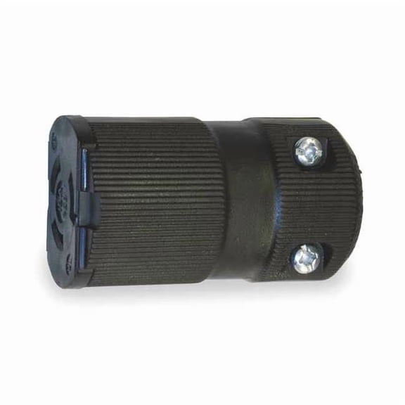 Locking Connector, L6-15R, 15 A, 250V AC, Single Phase, 2 Pole, Screw Terminals, Black