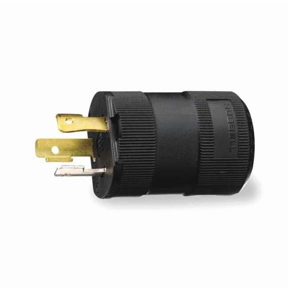 Locking Plug, L5-15P, 15 A, 125V AC, Single Phase, 2 Pole, Screw Terminals, Black