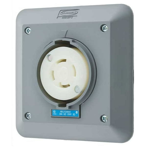 Hubbell Lck Recept,30 A;Gray;Valox,L15-30R,2Gng HBL2720SR2