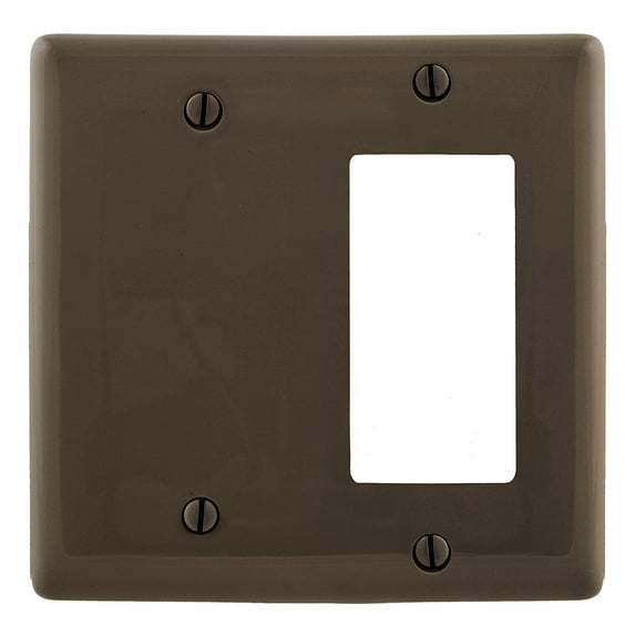 Hubbell NP1326 Combination Decorator/GFCI/Rocker Switchplate Blank Cover Wallplate, Unbreakable, Brown