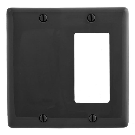 Hubbell NP1326BK Black Decorator/GFCI/Rocker Blank Cover Switchplate Wallplate
