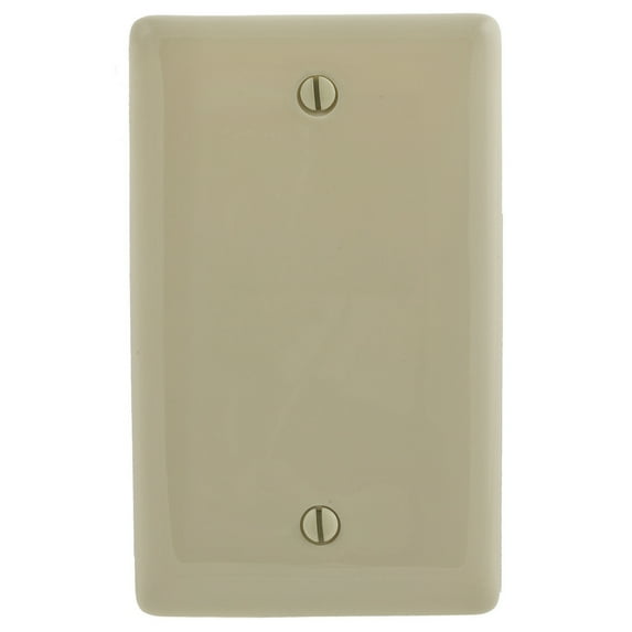 Hubbell NP13I 1-Gang Blank Wall Plate, Unbreakable Nylon Cover, Box Mount, Standard Size, Ivory