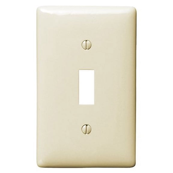 Hubbell NP1AL 1-Gang Toggle Switch Wallplate, Unbreakable Nylon, Standard Size, Almond