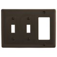 thumbnail image 1 of Hubbell NP226 3-Gang Combination Decorator/GFCI Toggle Switch Wallplate, Unbreakable, Brown, 1 of 1