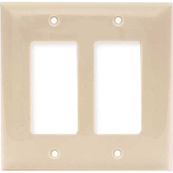 Hubbell NP262I Ivory Mid-Size Nylon Two Gang Decorator Wall Plate