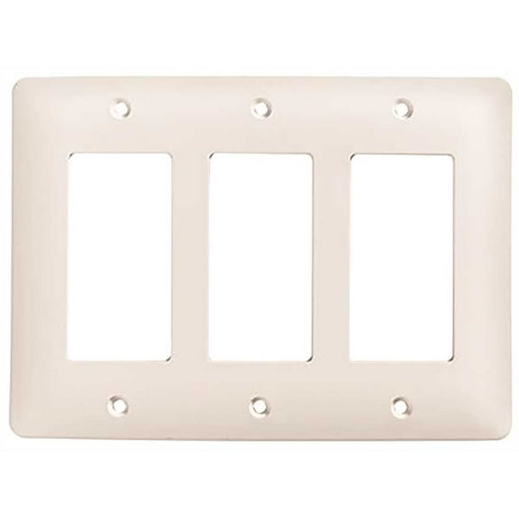 Hubbell NP263W White 3-Gang Decorator Rocker Switch Wallplate Unbreakable Cover