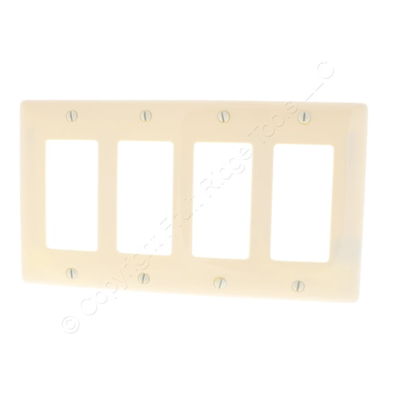 Hubbell NP264AL Almond 4-Gang Decorator Rocker Switchplate Unbreakable Wallplate