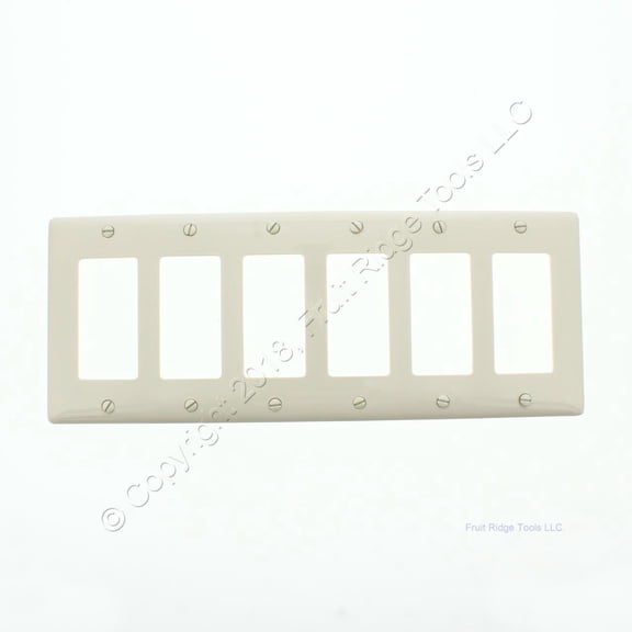 Hubbell NP266LA Lt Almond 6-Gang Decorator Rocker Switchplate Nylon Wallplate