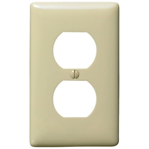 Hubbell NP8I 1-Gang Duplex Receptacle Wall Plate, 2.88"w x 4.63"h, Unbreakable Nylon, Ivory