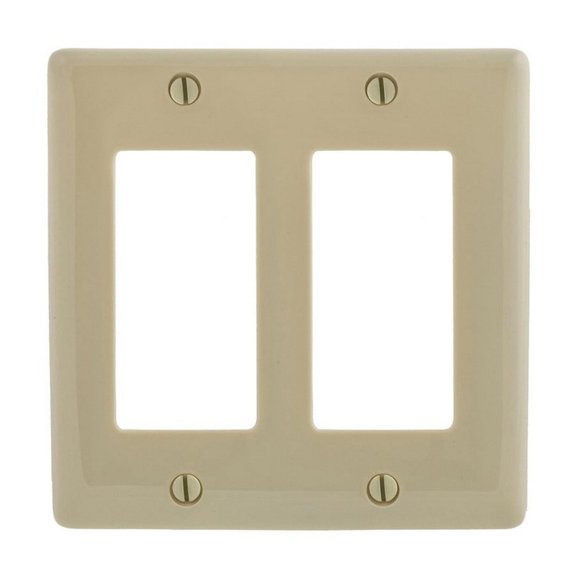 Hubbell NPJ262IZ 2-Gang Ivory Decorator Midsize Nylon Wall Plate