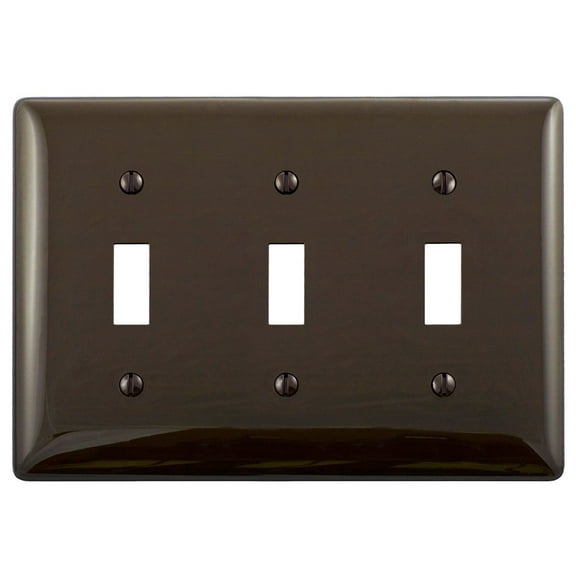 Hubbell NPJ3 Brown 3-Gang Unbreakable Mid-Size Switch Plate Cover Wallplate