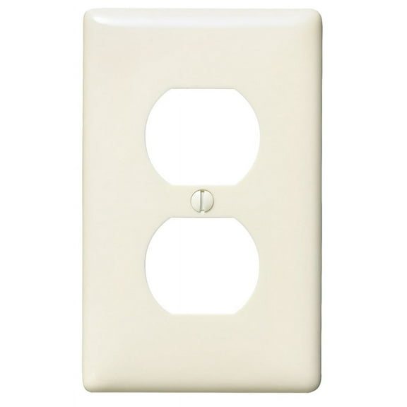 Hubbell NPJ8LA Light Almond Mid-Size Unbreakable 1-Gang Receptacle Wallplate Outlet Cover