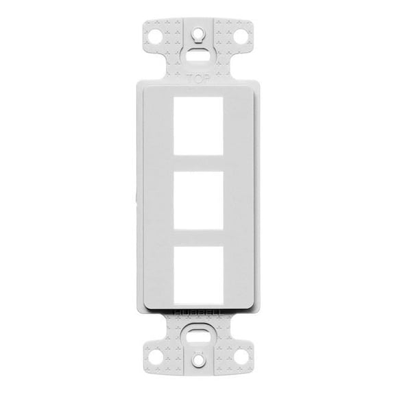 Hubbell NS613W 3 Port Decorator Keystone Frame Plate, White