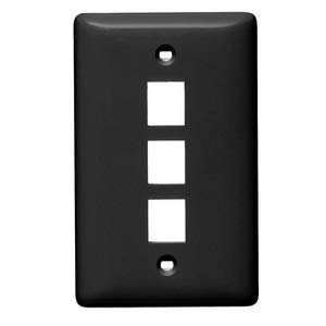 Hubbell NSP13BK Multimedia Wall Plate Standard Size Rear-loading 1 Gang 3 Port Black
