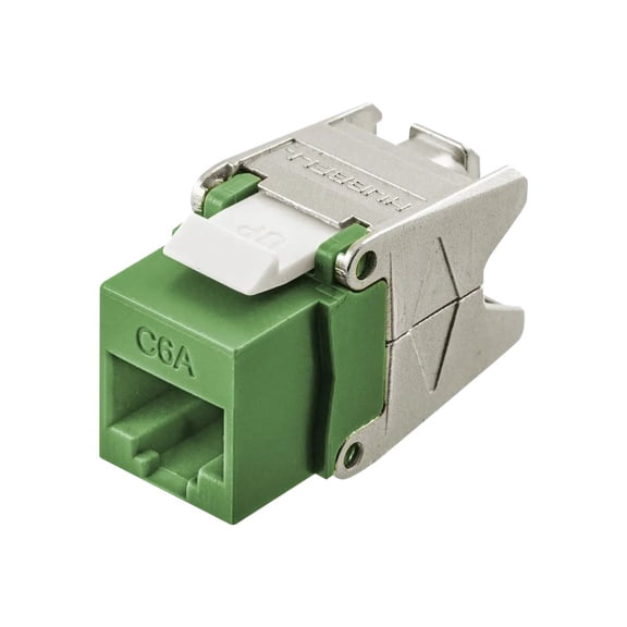 Hubbell HJU6AGN Next Speed Ascent Category 6A Jack with Cobra-Lock Termination Green Face