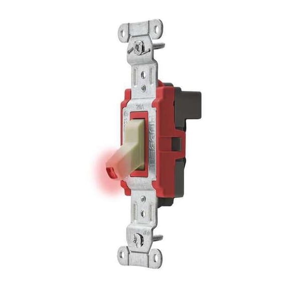 Hubbell Pilot Wll Switch,Ivory,20A;Back,SnglPole SNAP1221PLINA