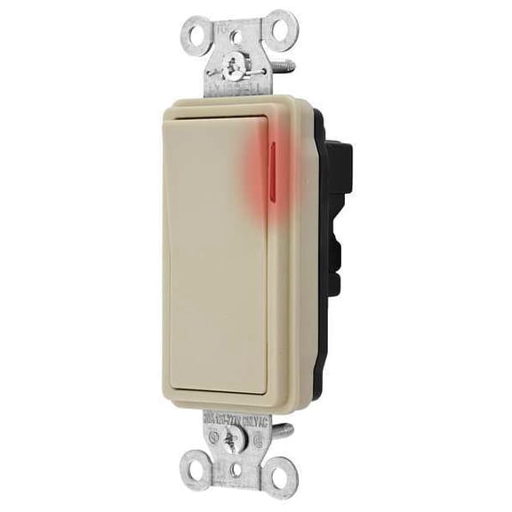 Pilot Wll Switch,Ivory,20A;Back,SnglPole