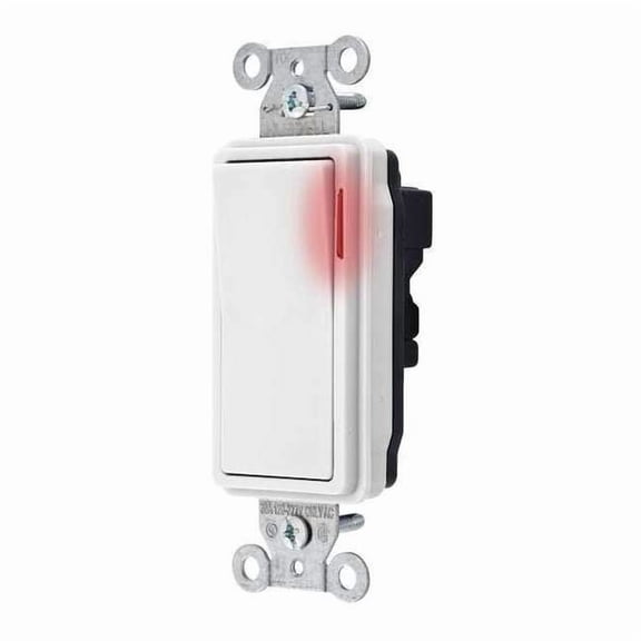 Pilot Lit Wall Swtch, 1-Pole, 120/277V, Wht SNAP2121PLW
