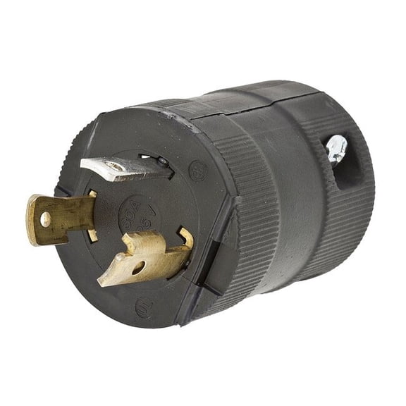 Locking Plug, L5-30P, 30 A, 125V AC, Single Phase, 2 Pole, Screw Terminals, Black