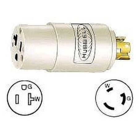 Hubbell Wiring Device-Kellems Power Strip, Surge, 5- 15R, L5-20P, White HBL2129