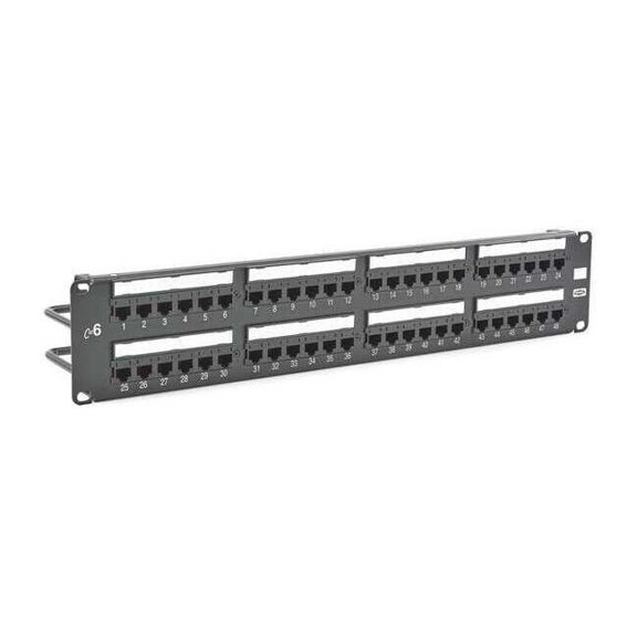 Hubbell Premise Wiring Patch Panel,3.46in.H,6 Category,Steel HP648