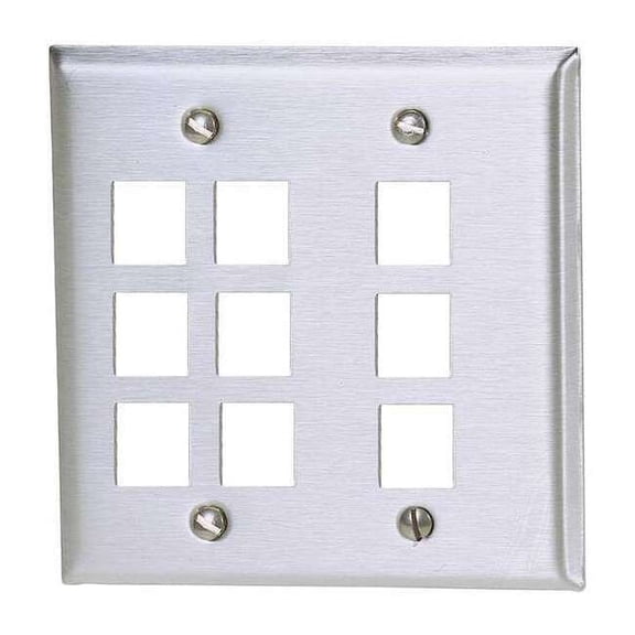 Hubbell Premise Wiring Plate,9 Ports,Gray SSF209