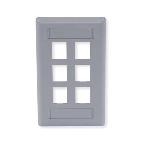 Hubbell Premise Wiring Wall Plate,6 Port IFP16GY