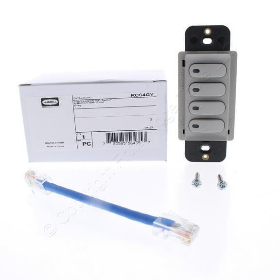 Hubbell RCS4GY Gray LoadLogic Smart Switch for Controller 4-Button w/Pilot Light
