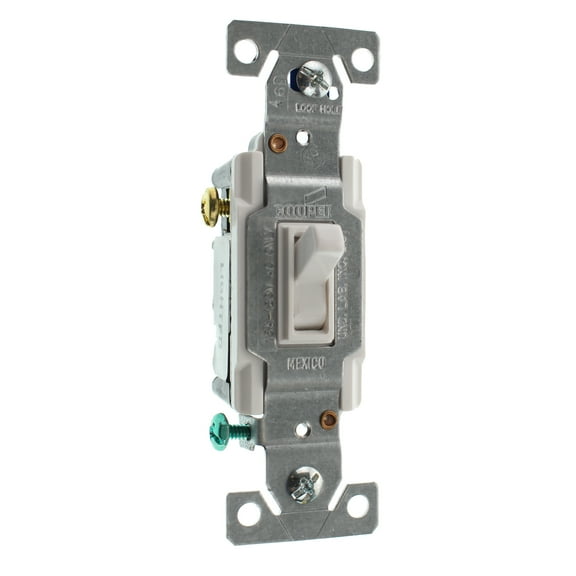 Hubbell RS315ILWZ Lighted Toggle Switch, 3-Way, Grounding, 15-Amp, 120-Volt, White, (64-Pack)