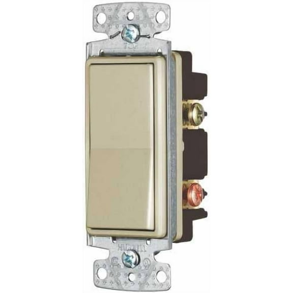 Hubbell RSD215I Ivory Double Pole Decorator Rocker Light Switch 15A 120/277V