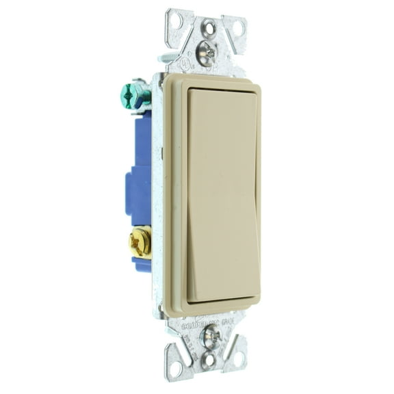 Hubbell RSD315IZ Decorator Rocker Switch, 3-Way, 15-Amp, 120/277-Volt, Ivory, (96-Pack)