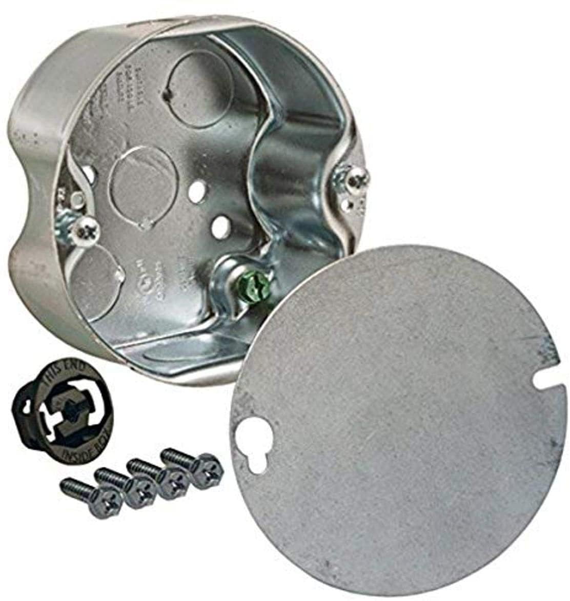 HubbellRaco 2961 Round Ceiling Fan Mounting Box, 11/2" Depth, 1/2