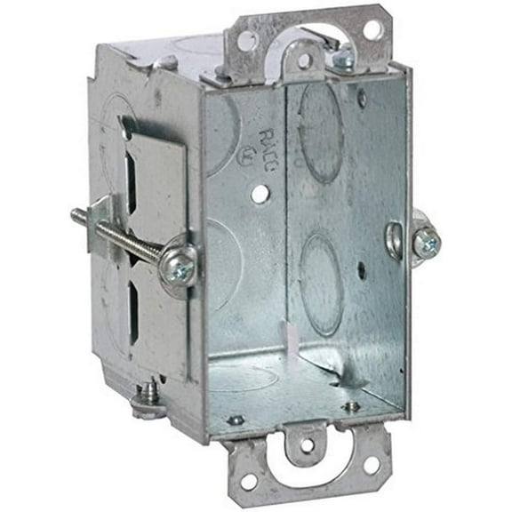Hubbell Raco 3 set Hubbell-Raco 506 Switch Box in 3 x 2-Inch Gangable 2-1/2-Inch. Deep, Eight 1/2-Inch. Knockouts, Old Work, Plaster Ears, Gray Finish