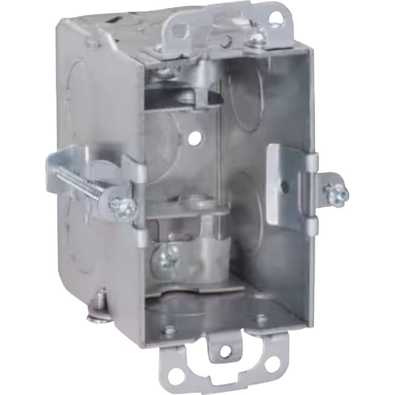 Hubbell-Raco 523S Switch Box, Gangable, 2-1/2" Deep, AC/MC/Flex Clamps, Ears, Metallic