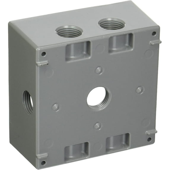 Hubbell-Raco 5338-0 Weatherproof Box, 2 Gang, 31 Cu L X 4-1/2 in W X 2 in D, Gray