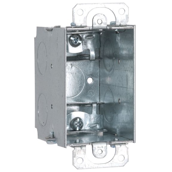 570RAC old work deep switch box 1/2" knockouts/metal cable with clamps 14.0 cubic inches gangable with adjustable plaster ears 2 x 3 x 2-3/4 inches galvanized zinc qty 1/50