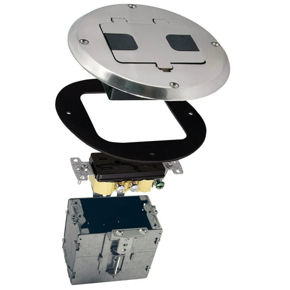 Hubbell Raco 6239NI Nickel Plated Concealed Receptacle Floor Box Kit