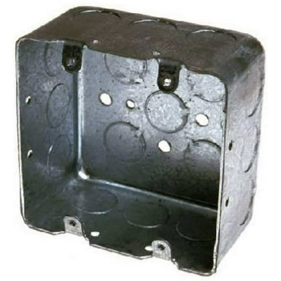 RACO Two-Device Switch Box Double Switch Electrical Box - 4-Inch Square, Gray, 1 Count