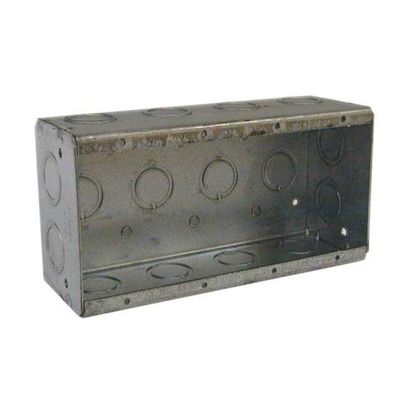 Hubbell-Raco 693 Masonry Box, 4-Gang, 2-1/2" Deep, 1/2 " & 3/4" KOs, Metallic