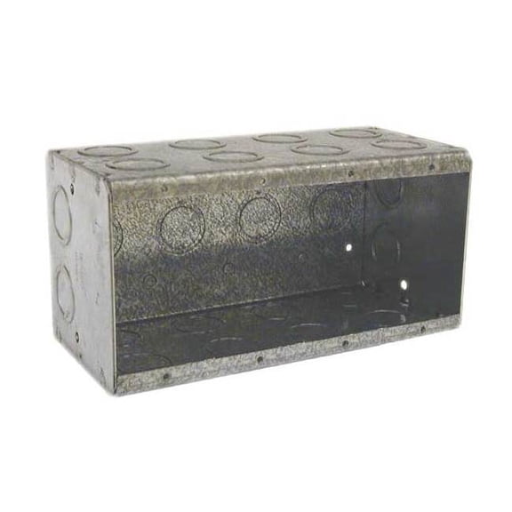 Hubbell-Raco 698 Masonry Box, 4-Gang, 3-1/2" Deep, 1/2 " & 3/4" KOs, Metallic