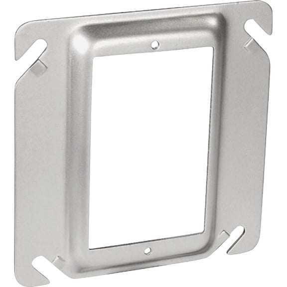Hubbell-Raco 771 4" Square Cover, 1-Device, Mud Ring, 1/4" Raised, Drawn, Metallic