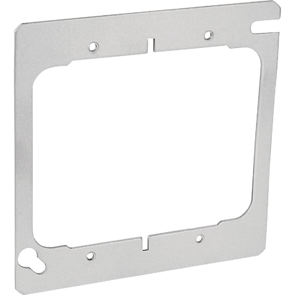 Hubbell-Raco 791 4" Square Cover, 2-Device, Mud Ring, No Raise, Drawn, Metallic