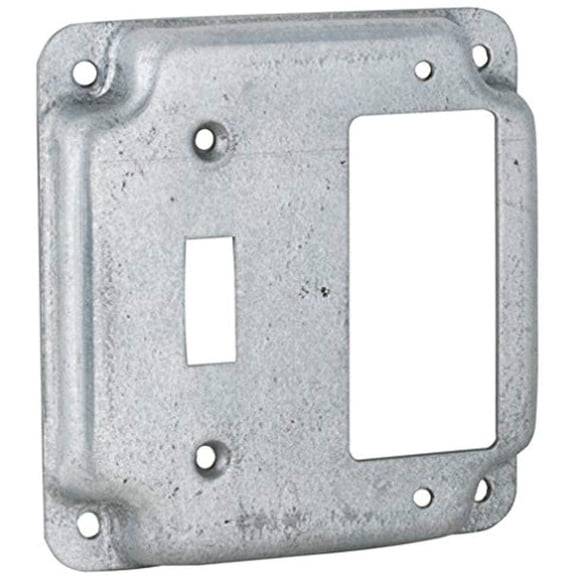 Hubbell-Raco 814C 1 Toggle and 1 GFCI 4-Inch Square Exposed Work Cover