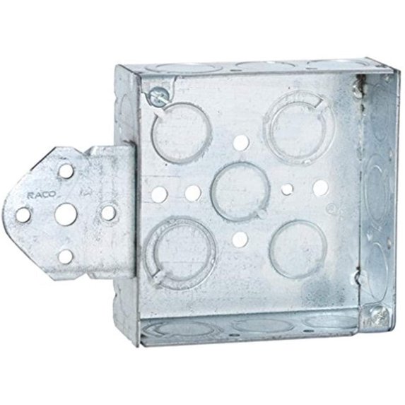 Hubbell-Raco 8193 Square Box with B-Style Bracket, 1-1/2" Depth, 1/2"-3/4" Knock-Out, 4" Pack of 10 — Home & Garage Storage, Stackable Design