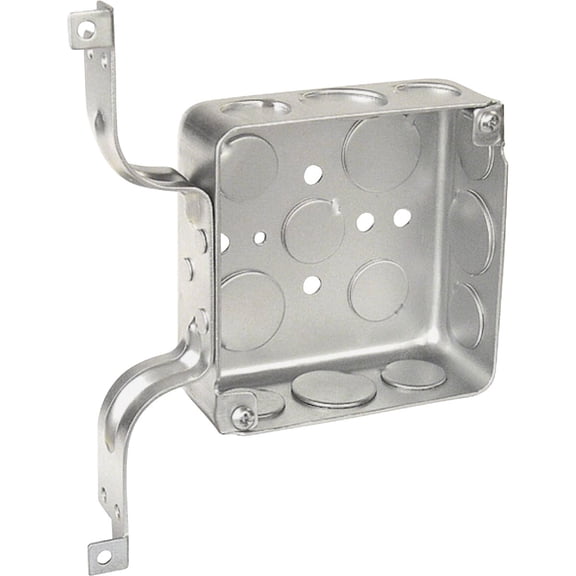 Hubbell-Raco 8208 Square Box with W-Style Bracket, 1-1/2" Depth, 1/2"-3/4" Knock-Out, 4" (Pack of 25)