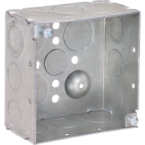 Hubbell-Raco 8232 2-1/8-Inch Deep, 1/2-Inch and 3/4-Inch Side Knockouts, Welded 4-Inch Square Box - New Version