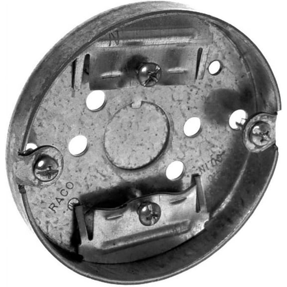 Hubbell-Raco 8292 1/2-Inch Deep, 1/2-Inch Center Bottom Knockout, NMSC Clamps 3-1/2-Inch Round Ceiling Pan