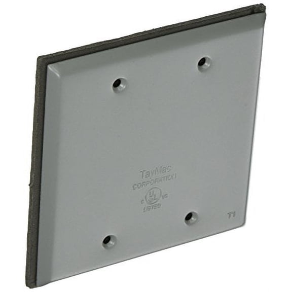 TayMac BC200S Weatherproof Metallic Device Cover, Blank, Two Gang, Gray