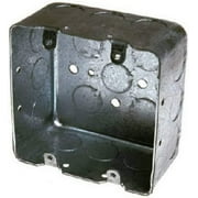 Hubbell Raco Set Hubbell-Raco 683 Two-Device Switch, 4-Inch. Square Box 2-1/8-Inch Deep, 1/2-Inch and 3/4-Inch Side Knockouts, Drawn, Gray Finish 1 Count - Gray Finish